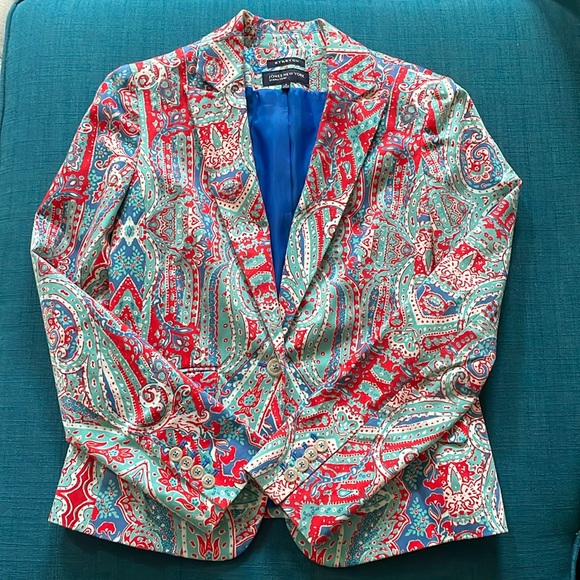 JONES NEW YORK SIGNATURE | Summer Blazer Red Blue Turquoise White | Size 6 - Picture 1 of 4